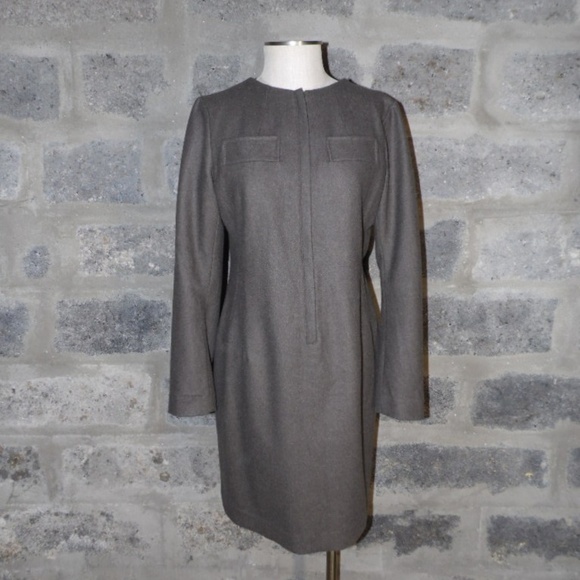 Jill Sander for Uniqlo zip front wool slim fit long sleeve dress brown - Picture 1 of 7